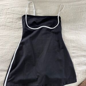 Black Mini Dress with White Piping